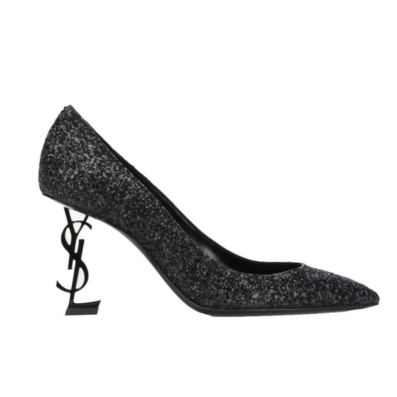 Saint Laurent Glitter Opyum 85 YSL Logo Heel Pumps - Picture 1 of 7